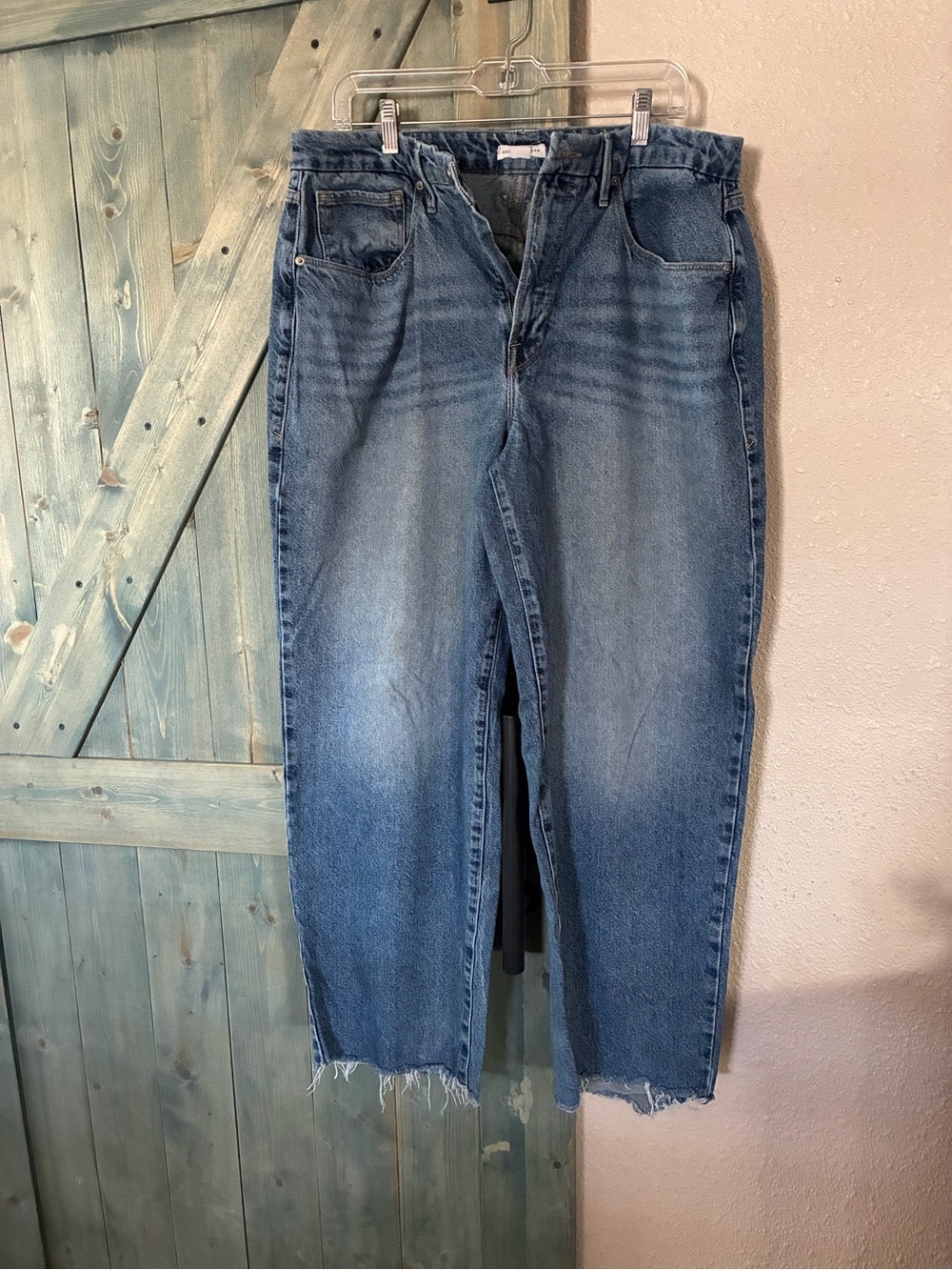 Good American Women's Blue Washed Flare Jeans